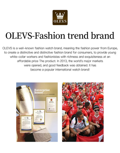 OLEVS Men's Watch Luxury Top Brand One-Way Rotating Outer Ring Design Quartz Watch for Men Auto Date Waterproof Wrist Watches