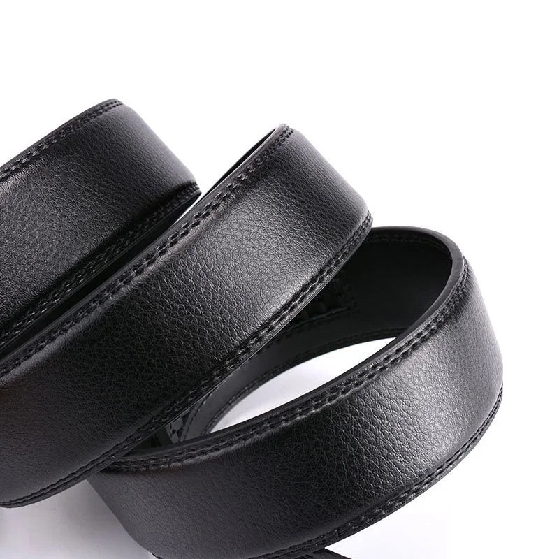 High Quality Genuine Leather Casual Belt Men, Adjustable Automatic Buckle Belts, Black/Brown Cuttable Ratchet Belt for men