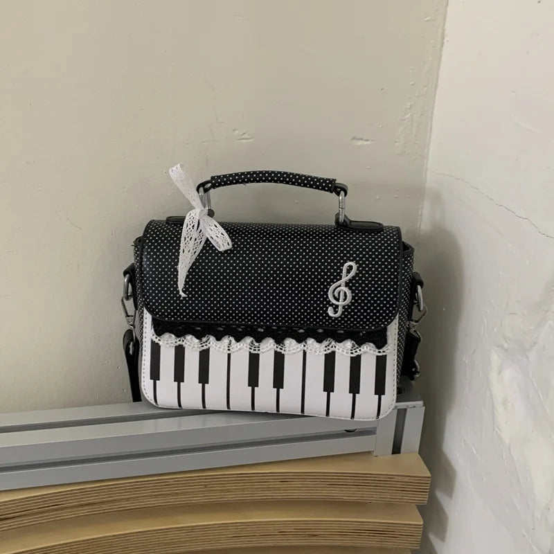 Fashion Polka Dot Ladies Piano Bag New Style Niche Underarm Shoulder Bag Sweet Personality Piano Backpack Women's Bag Square Bag