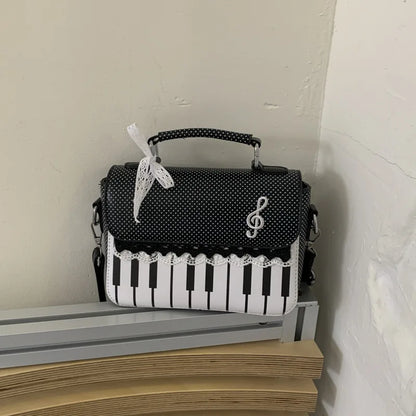 Fashion Polka Dot Ladies Piano Bag New Style Niche Underarm Shoulder Bag Sweet Personality Piano Backpack Women's Bag Square Bag