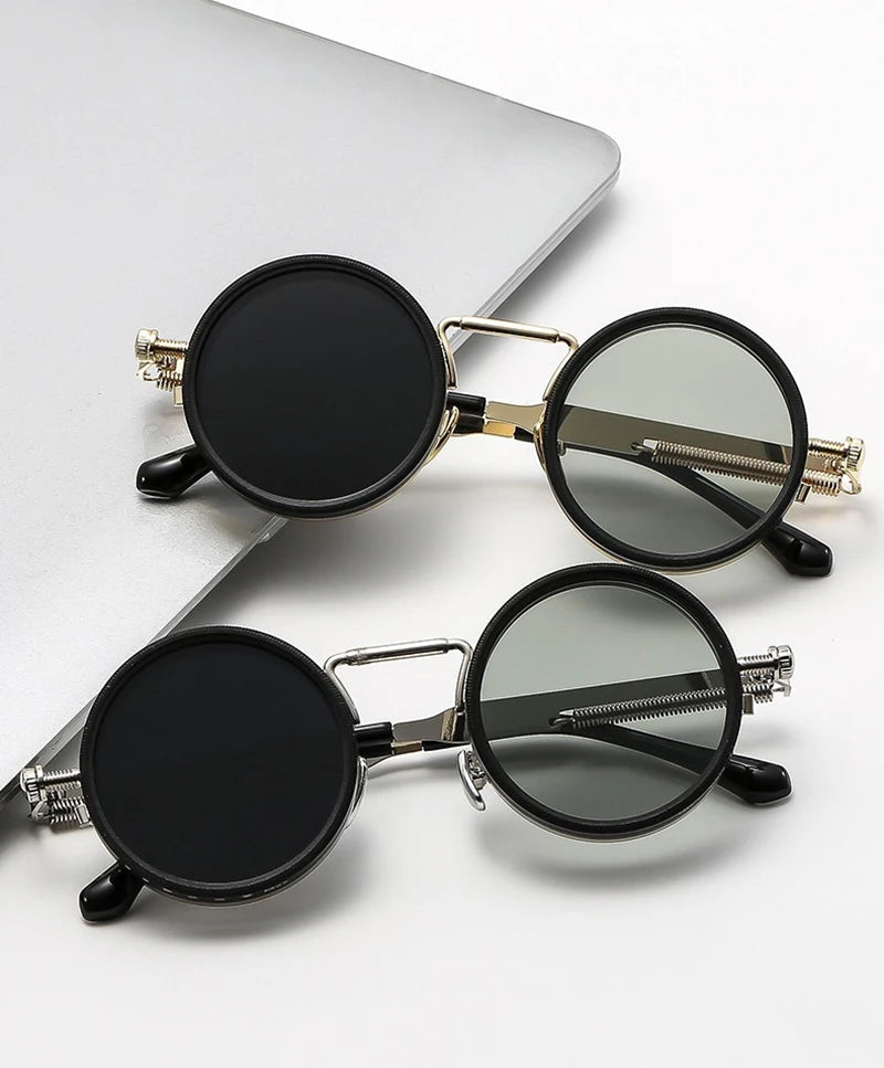 SHAUNA Retro Metal Round Punk ND9-level Adjustable Dimming Sunglasses Women Polarized UV400 Fashion Men Outdoor Sun Glasses