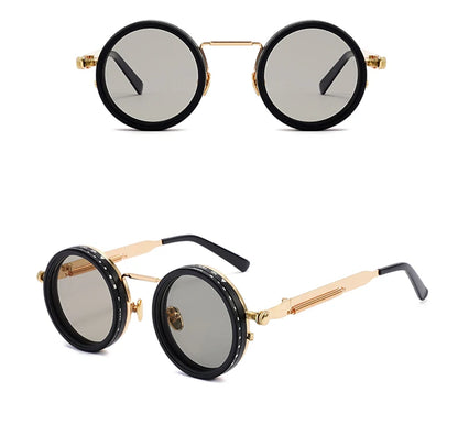 SHAUNA Retro Metal Round Punk ND9-level Adjustable Dimming Sunglasses Women Polarized UV400 Fashion Men Outdoor Sun Glasses