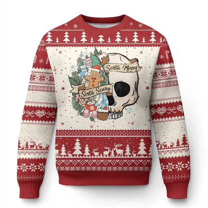 2027 Choose a Darker Holiday Look with an Ugly Christmas Sweater Gothic Skeleton Graphics on Printed Long Sleeve Xmas Sweaters