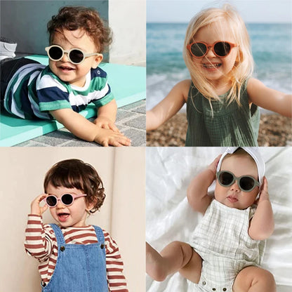 New Fashion Children Glasses Vintage Round Outdoor Sun Protection Sunglasses Baby Girls Acrylic UV400 Sunglasses Kids Eyeglasses
