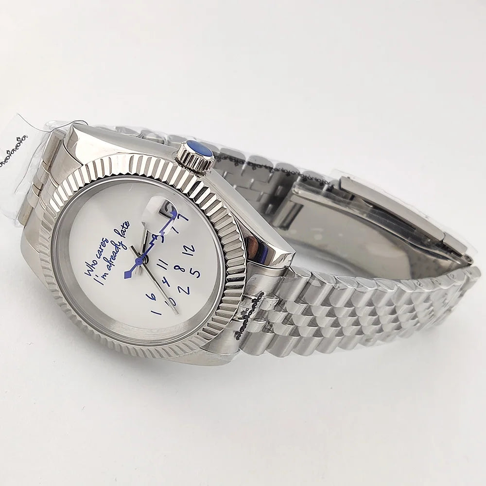 36mm/39mm NH35 Watch Who Cares im Already Late Watch High Quality Sapphire Crystal Glass Waterproof Case NH35 Movement Watch