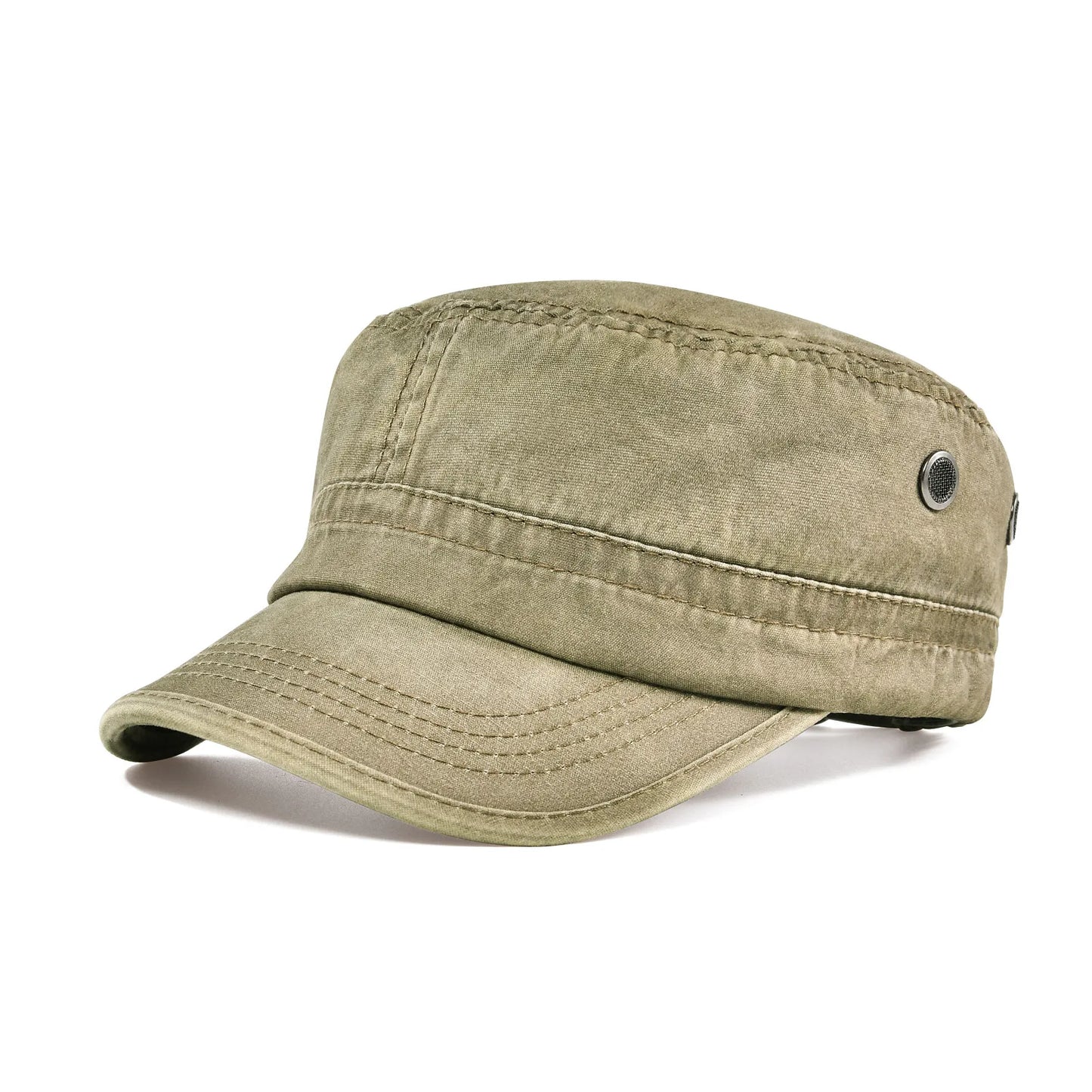 VOBOOM Denim Army Cap Men Washed Cotton Bucket Hat Spring Fall Headpiece Flat Top Adjustable Peaked Visor Hats Trucker Hats