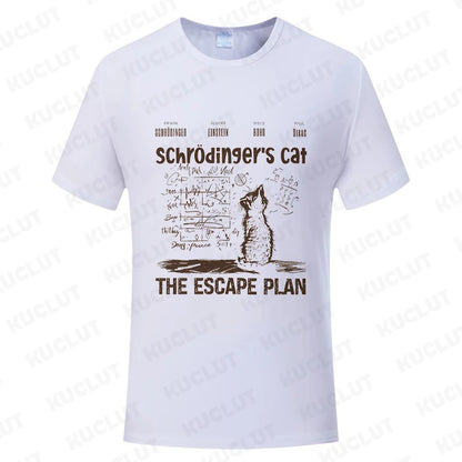 T Shirt for Men Clothing Fashion  Cat The Escape Plan Geeky Printed T Shirts Harajuku Short Sleeve Tee Casual Men's Clothing