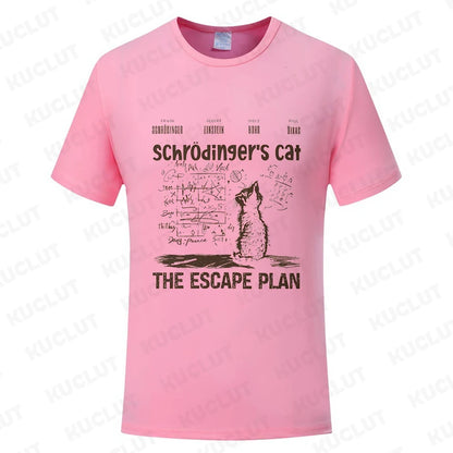 T Shirt for Men Clothing Fashion  Cat The Escape Plan Geeky Printed T Shirts Harajuku Short Sleeve Tee Casual Men's Clothing
