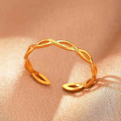Stainless Steel Rings Simpler Geometric Fashion Vintage Fine Adjustable Open Rings For Women Jewelry Weddings Gifts New Trendy