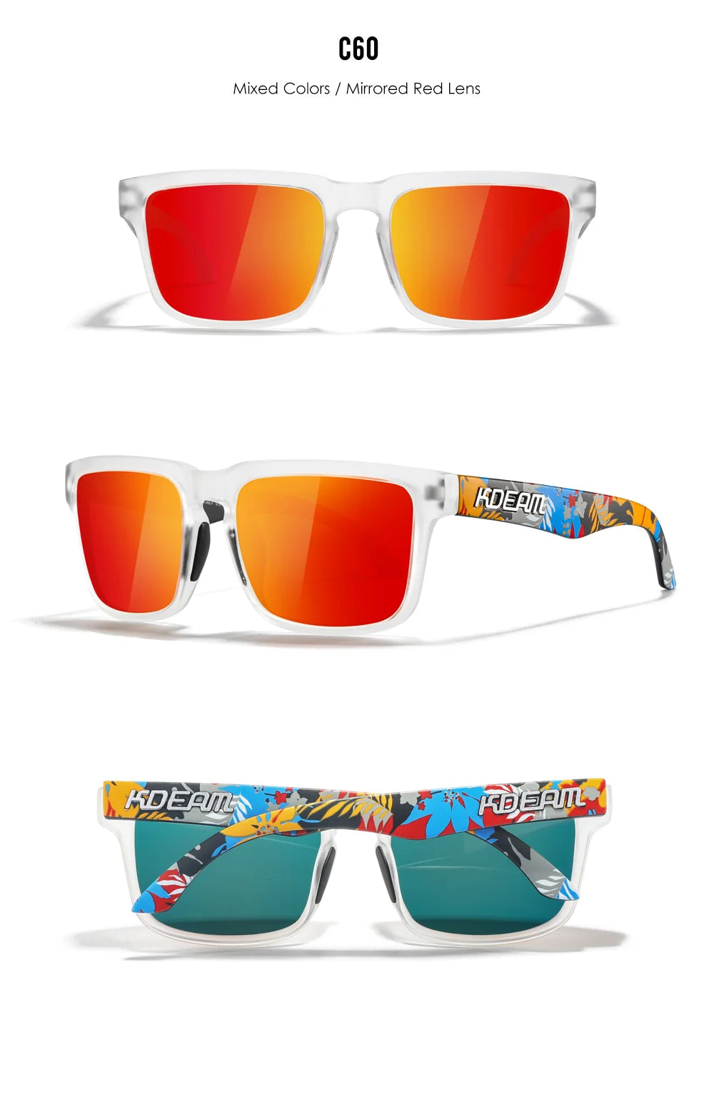 KDEAM Unisex Square Sunglasses Polarized Coated Lens Suitable For Driving Fishing Sunglasses Anti-Blue Light Computer Eyeglasses