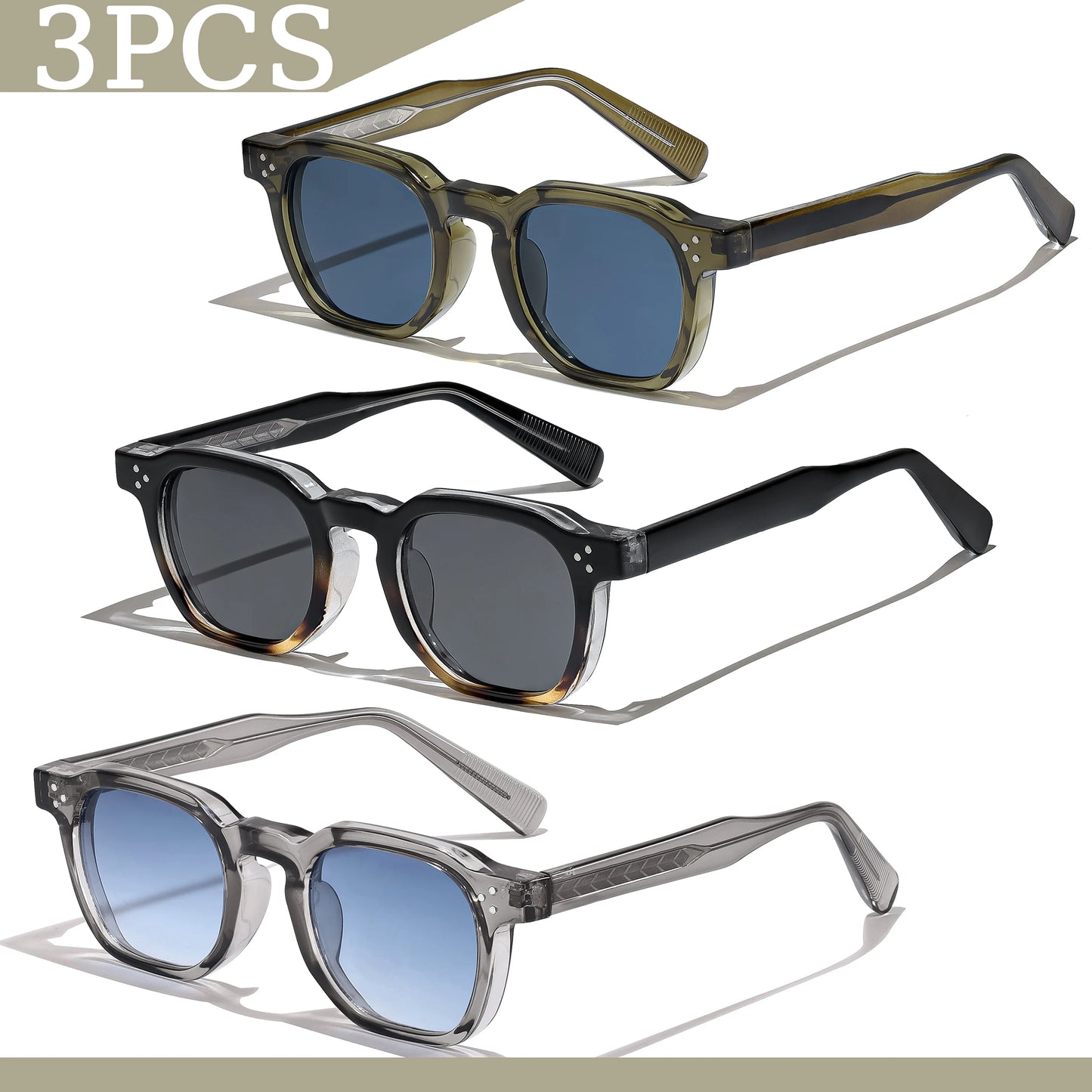 1/2/3 Pcs Wholesale New Square Retro Sunglasses Men Fashion Punk Sun Glasses Women Travel Eyewear Lunette De Soleil Femme UV400