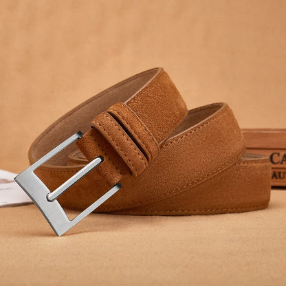 Sude Belts Cow Leather for Man And Lady Plaid Jeans Pin Buckle Luxury High Quality Classic Genuine Leather Sude Belts Cow Leathe