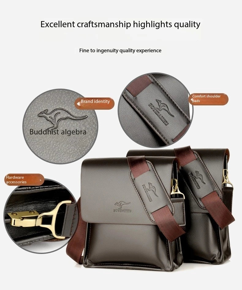 Luxury Kangaroo Brand Leather Messenger Bag Man Handbag Chest Crossbody Bag For Men Business Small Shoulder Bag Summer Male Bag