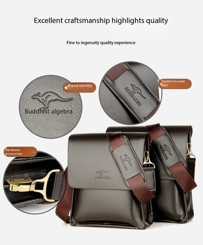 Luxury Kangaroo Brand Leather Messenger Bag Man Handbag Chest Crossbody Bag For Men Business Small Shoulder Bag Summer Male Bag