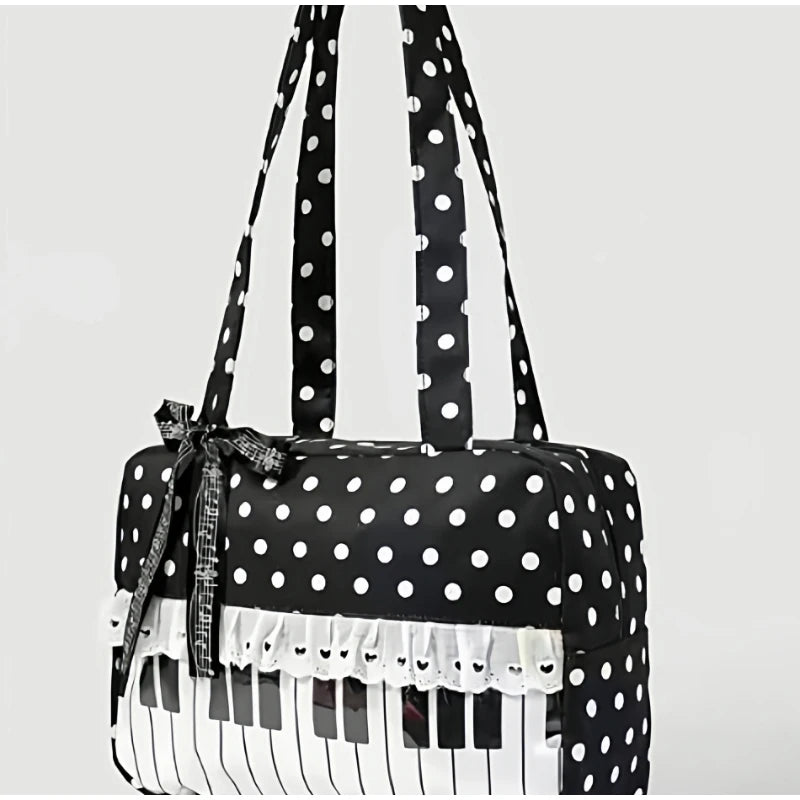 Fashion Polka Dot Ladies Piano Bag New Style Niche Underarm Shoulder Bag Sweet Personality Piano Backpack Women's Bag Square Bag