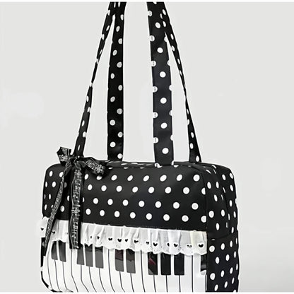 Fashion Polka Dot Ladies Piano Bag New Style Niche Underarm Shoulder Bag Sweet Personality Piano Backpack Women's Bag Square Bag