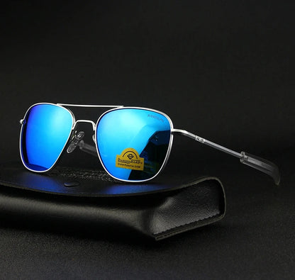 RE Sunglasses Men Top Quality Anti-Scratches American Army Military Mirror AGX Tempered Glass Lens Pilot Sun Glasses UV400
