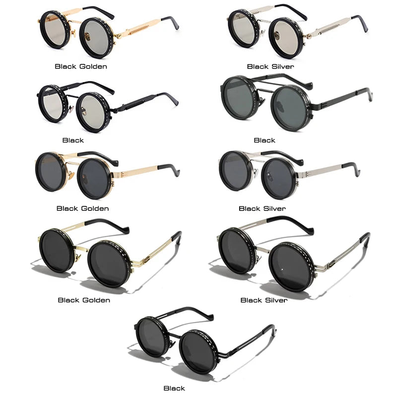 SHAUNA Retro Metal Round Punk ND9-level Adjustable Dimming Sunglasses Women Polarized UV400 Fashion Men Outdoor Sun Glasses