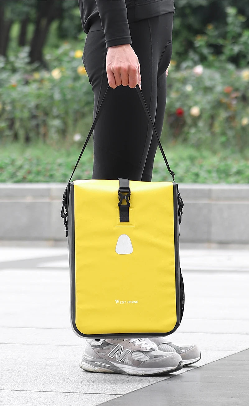 WEST BIKING Cycling Bicycle Bike Rear Seat Trunk Bag Large Capacity Panniers Reflective Rear Bag Waterproof Bicycle Storage Bag