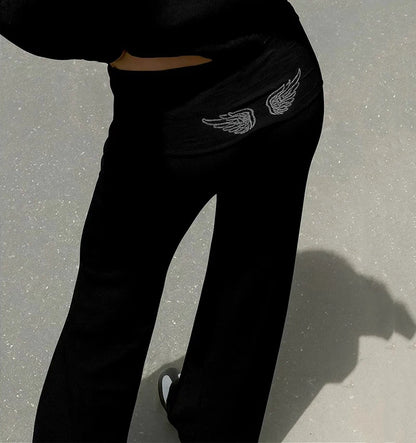 Fashion Wings Beads Sweathirts Women Oversized Hoodies Fleece Lining Sequined Casual Pullover Top Y2K Clothes Lady Outfits 2026
