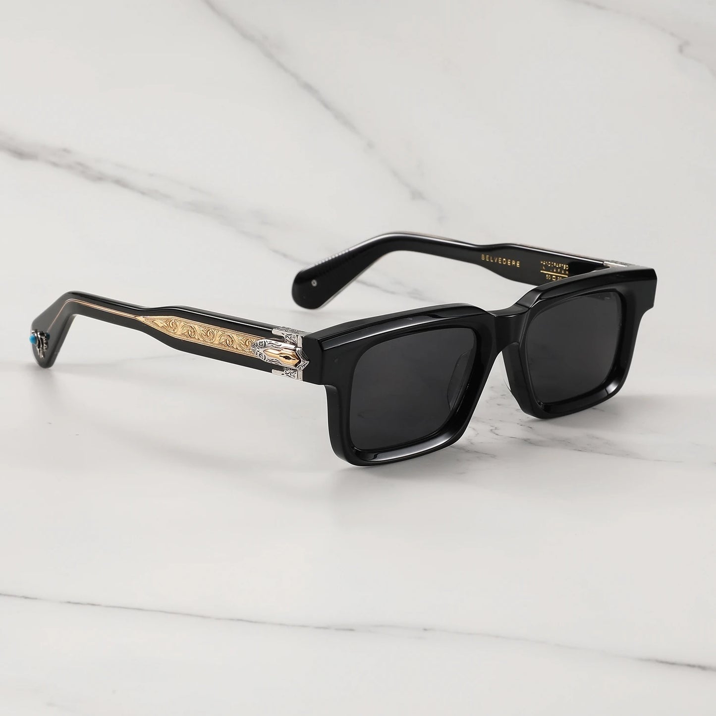 JMM BELVEDERE Vintage Square Retro Sun glasses for man Fashion Women sunglasses 2025 3D Carving and Gemstone Design sunglass man