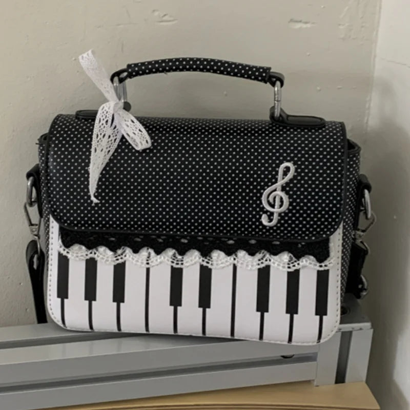 Fashion Polka Dot Ladies Piano Bag New Style Niche Underarm Shoulder Bag Sweet Personality Piano Backpack Women's Bag Square Bag