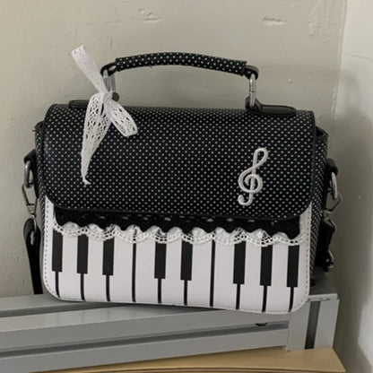 Fashion Polka Dot Ladies Piano Bag New Style Niche Underarm Shoulder Bag Sweet Personality Piano Backpack Women's Bag Square Bag