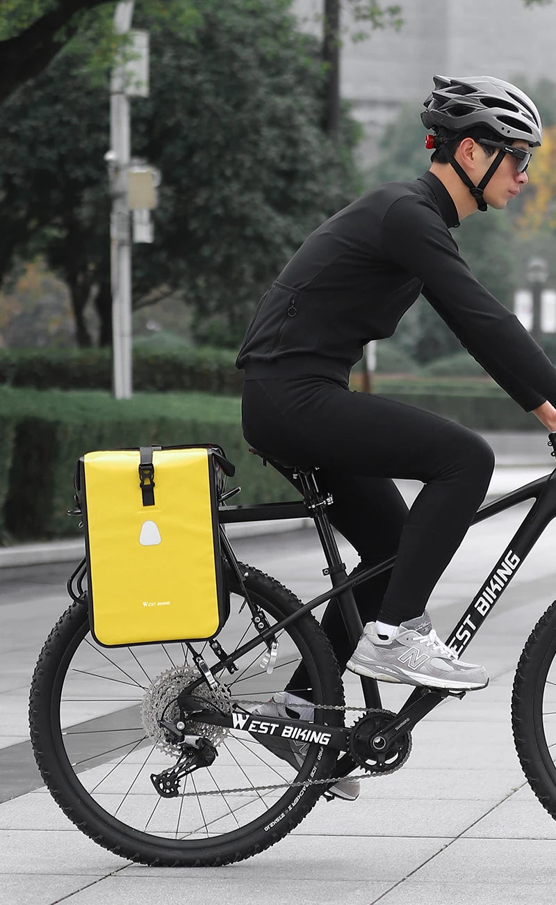 WEST BIKING Cycling Bicycle Bike Rear Seat Trunk Bag Large Capacity Panniers Reflective Rear Bag Waterproof Bicycle Storage Bag