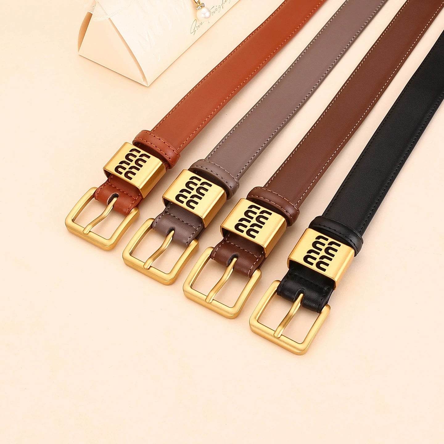 Genuine leather cowhide belt for women; versatile decorative waist belt with a sense of design; fashionable denim belt for ladie
