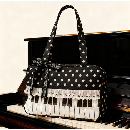 Fashion Polka Dot Ladies Piano Bag New Style Niche Underarm Shoulder Bag Sweet Personality Piano Backpack Women's Bag Square Bag
