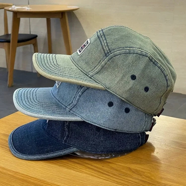 Vintage Flat Brim Denim Baseball Caps Male Women Harajuku Snapback Cap Fashion Streetwear 5 Panel Skateboard Hat casquette gorra
