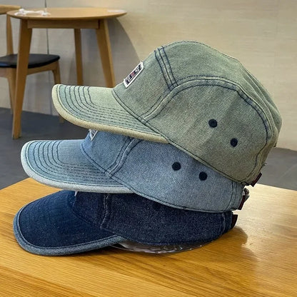 Vintage Flat Brim Denim Baseball Caps Male Women Harajuku Snapback Cap Fashion Streetwear 5 Panel Skateboard Hat casquette gorra