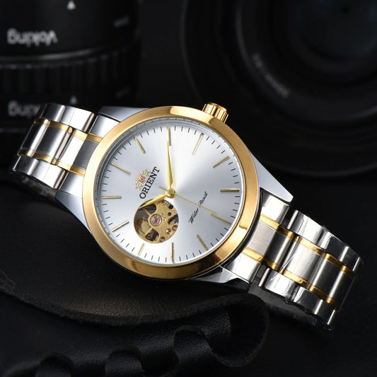 Orient Watch Refurbished Japanese Fully Automatic Mechanical Watch Hollowed Out Business Men's Watch Stainless Steel Strip