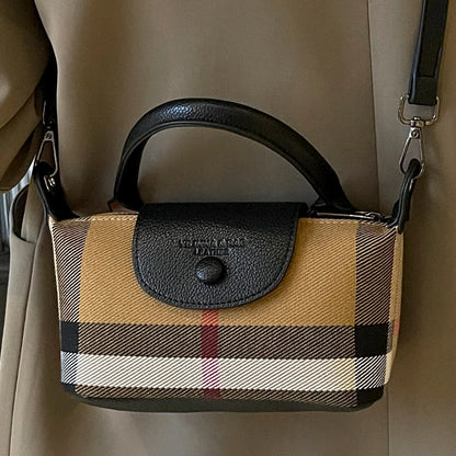 European and American Fashion Women's Bag 2024 New Check Pattern Bag Handheld Dumpling Bag Handheld Crossbody Bag