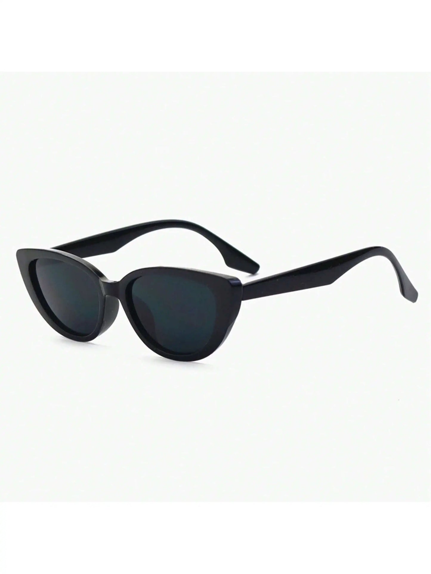 1pair Women’s Retro Narrow Cat Eye Sunglasses - Black Gradient UV Protection Face-Slimming Plastic Eyewear
