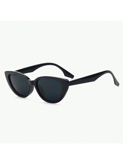 1pair Women’s Retro Narrow Cat Eye Sunglasses - Black Gradient UV Protection Face-Slimming Plastic Eyewear