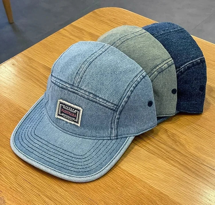 Vintage Flat Brim Denim Baseball Caps Male Women Harajuku Snapback Cap Fashion Streetwear 5 Panel Skateboard Hat casquette gorra