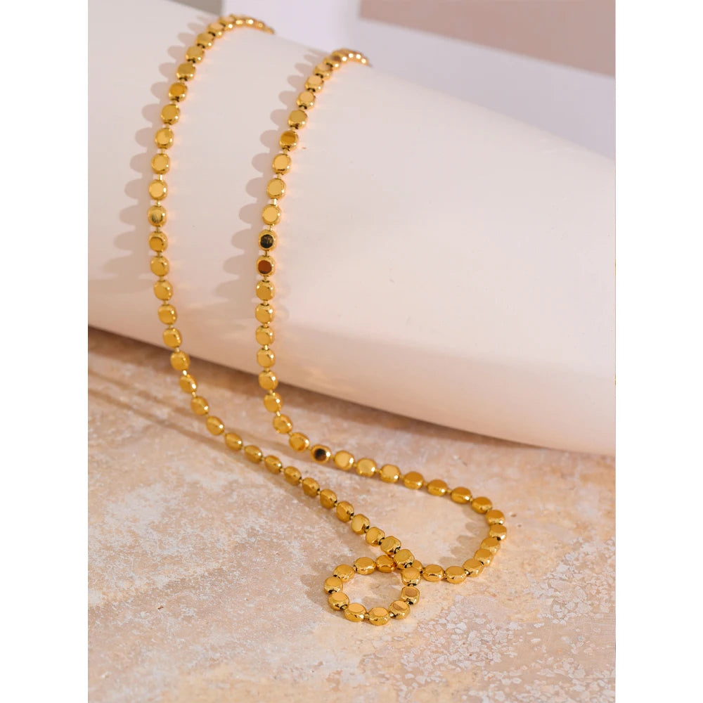 Yhpup Exquisite Stainless Steel Bright Square Chain Collar Necklace New Style 18K Real Gold Plated Daily Fashion Jewelry