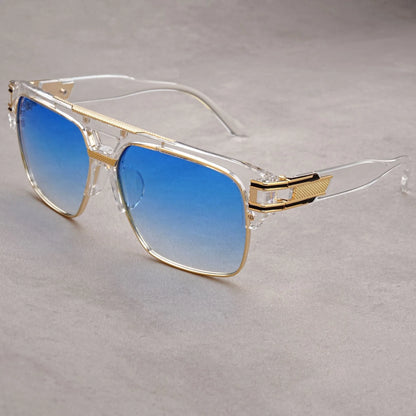 European And American Fashion Sunglasses Transparent Frame Glasses Cross Border Men And Women Retro Square Frame Sunshade Mirror