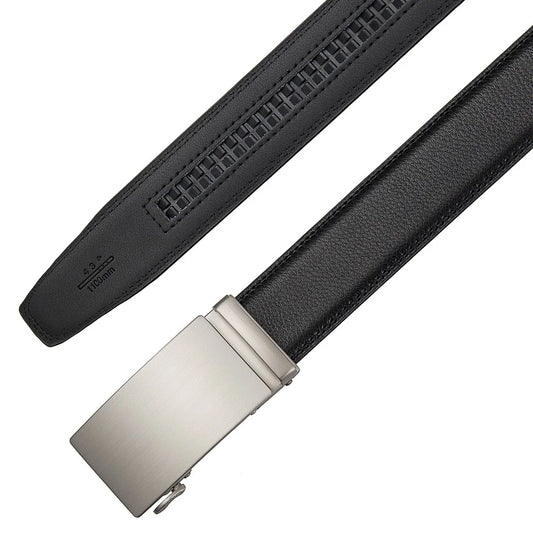 3.5cm High End Handsome Alloy Automatic Buckle Belt Men's Durability PU Leather Waistband Fashion Business Male Waist Straps
