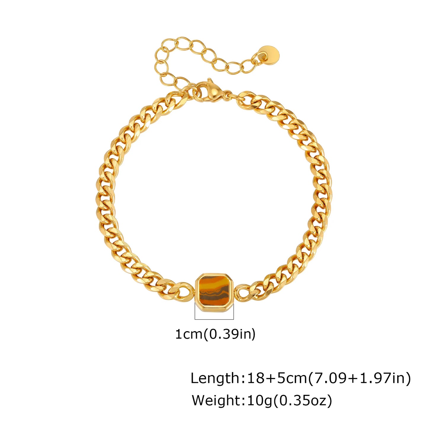 Vnox 5mm Width Adjustable Chain Bracelet for Men, Stainless Steel Acrylic Six-Sided Polished Jewelry Gifts for Husband Son‌ Him