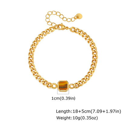 Vnox 5mm Width Adjustable Chain Bracelet for Men, Stainless Steel Acrylic Six-Sided Polished Jewelry Gifts for Husband Son‌ Him