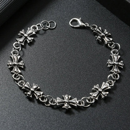 Gothic Cross Bracelet For Men Women Vintage Floral Pattern Hip Hop Rock European American Trends Party Birthday Holiday Gift