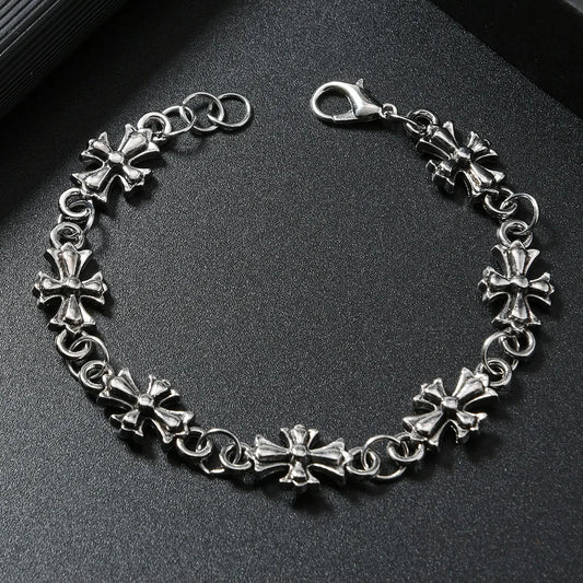 Gothic Cross Bracelet For Men Women Vintage Floral Pattern Hip Hop Rock European American Trends Party Birthday Holiday Gift