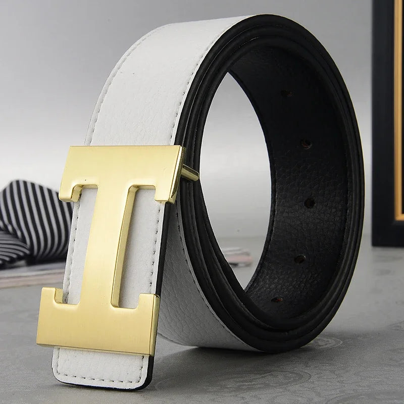 2025 New Casual Men's Belt High Quality Designer Genuine Second Cow Leather Belts Strap Male Metal Smooth Buckle Fashion