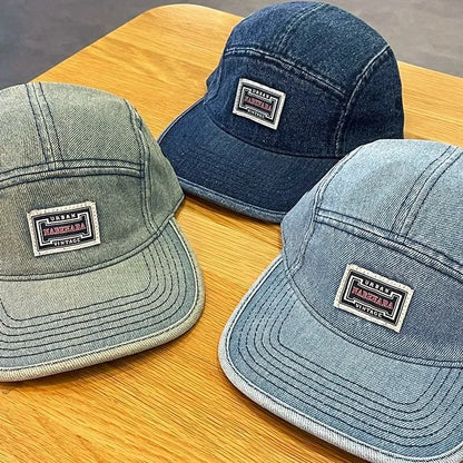 Vintage Flat Brim Denim Baseball Caps Male Women Harajuku Snapback Cap Fashion Streetwear 5 Panel Skateboard Hat casquette gorra