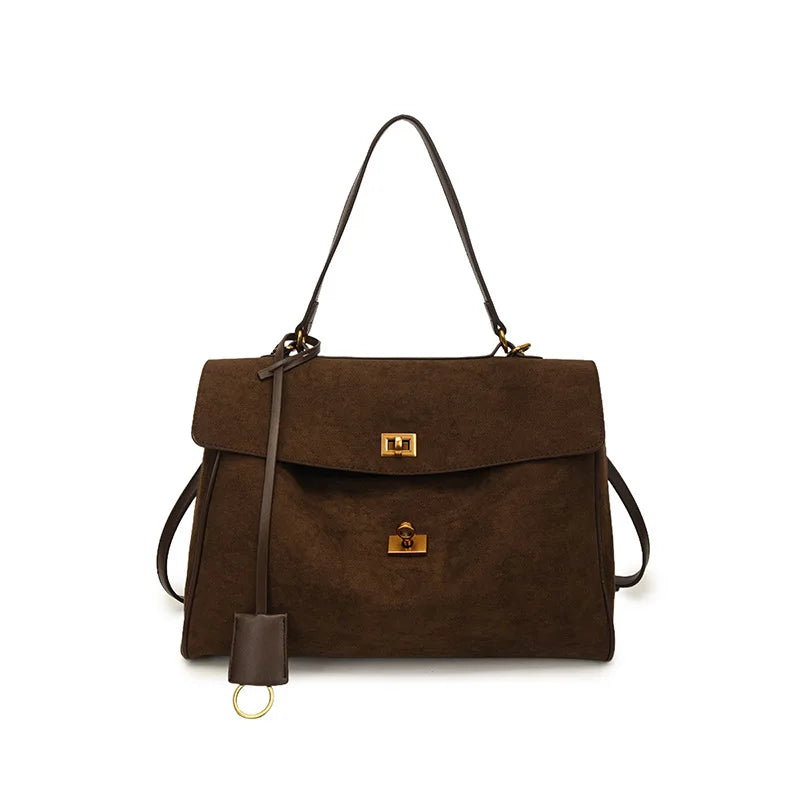 Vintage Ladies Tote Bag Brand Large Capacity Frosted Handbag High-end Pu Material Shoulder Messenger Bag Niche Simple Travel Bag