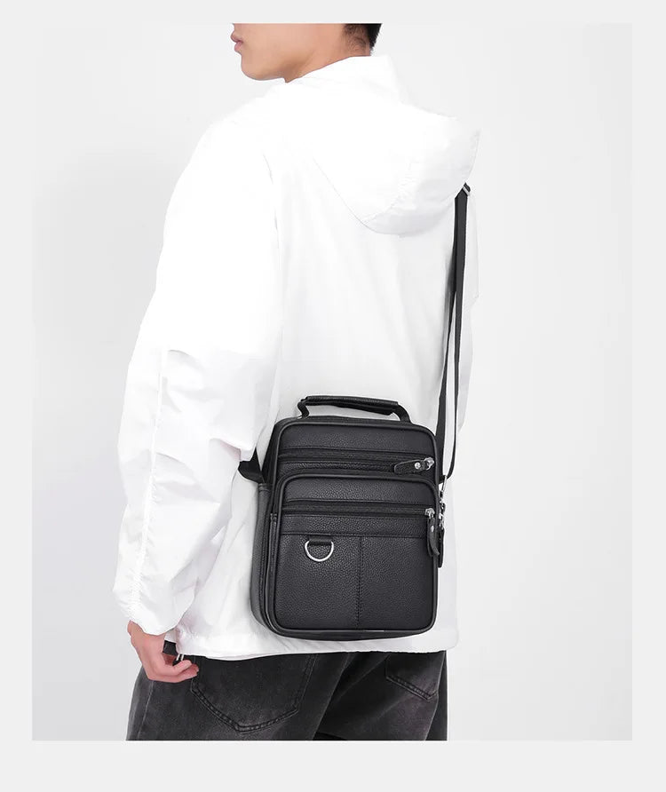 High quality genuine leather men's crossbody bag soft cowhide simple, casual, business style small shoulder bag for men Handbag