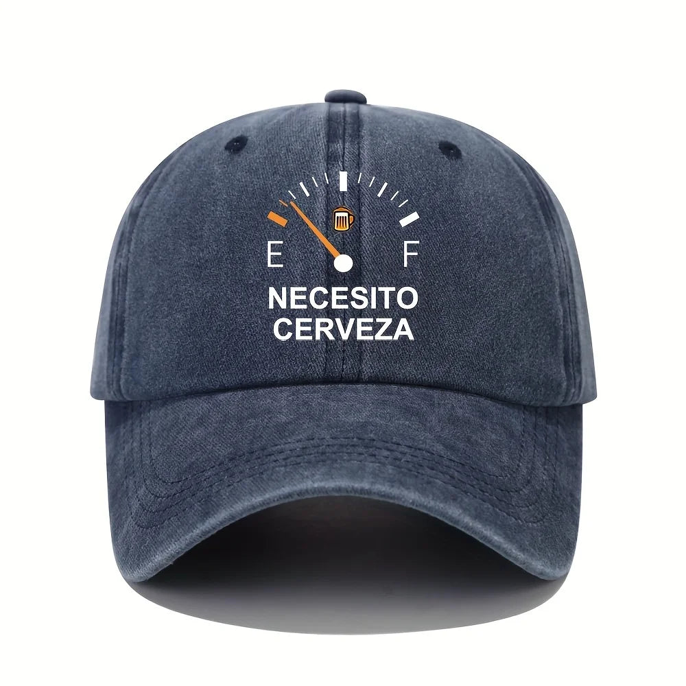 NECESITO CERVEZA pattern printed vintage duckbill cap, fashionable retro curved brim baseball cap, casual outdoor sun hat