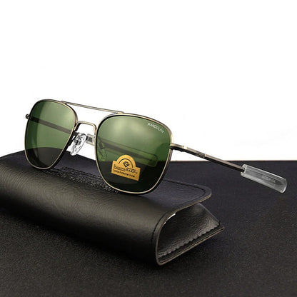 RE Sunglasses Men Top Quality Anti-Scratches American Army Military Mirror AGX Tempered Glass Lens Pilot Sun Glasses UV400